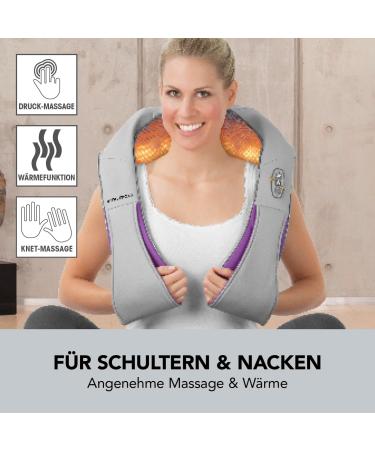 Vitalmaxx Shiatsu Neck Massage Device - 3-in-1 Kneading Vibration & Heat Therapy for Neck Shoulders Back & Legs | 4 Rotating Massage Balls | Gray/Lilac - Buy Online on GoSupps.com