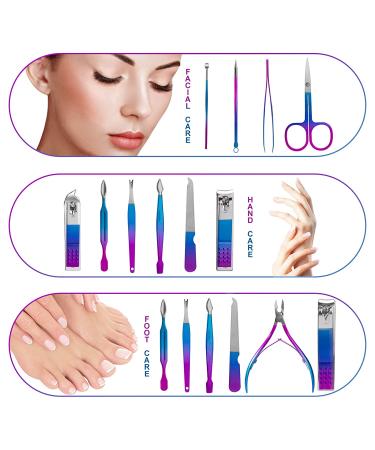 CGEB Manicure Set - Professional Nail Care Tools Kit for Men and Women | 12Pcs Grooming Set with Travel Case - Colorful - Buy Online on GoSupps.com