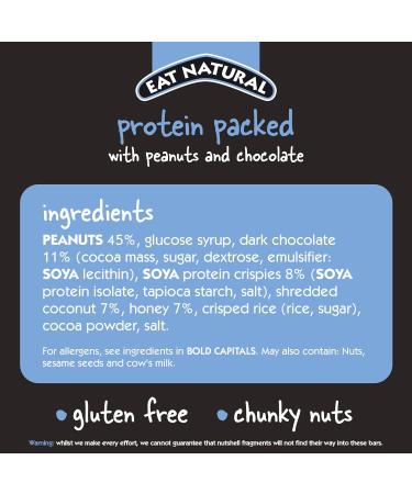 Eat Natural Protein Bars - Peanuts & Chocolate Nut Bar 20 x 45g - Gluten Free & Seriously Crunchy Snack Bars - 20 Count Pack - Buy Online on GoSupps.com