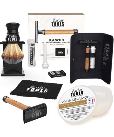 Shaving set - safety razor/safety razor + 5 double blades + shaving brush + shaving soap 150ml + alumenstone Barber tools