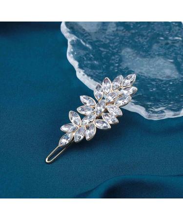 Bohemia Rhinestone Leaf Hair Clip Barrette - Gold Crystal Hairpin for Women and Girls - Buy Online on GoSupps.com