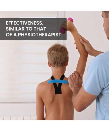CHOKAS Kinesiology Tape 5m Roll - Elastic Therapeutic Sports Tape for Shoulder, Ankle, Elbow, Wrist, Shin Splints - Waterproof Physio Body Tape - Muscle Pain Relief - Black - Buy Online on GoSupps.com