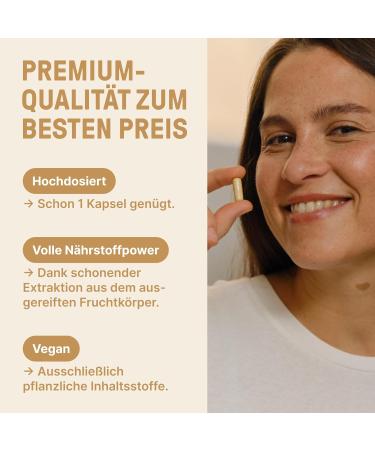 Braineffect Reishi Premium Capsules - 577mg Extract (5770mg Reishi) - 180 Count - 30% Bioactive Polysaccharides - Pure Additive-Free German Quality - Buy Online on GoSupps.com