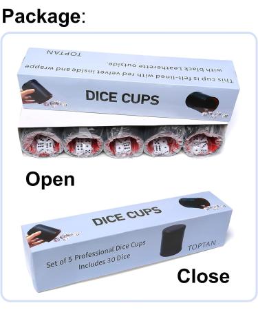 Red Leatherette Dice Cup Set with 6 Dot Dices - Ideal for Yahtzee & Farkle Games - 5 Pack - Buy Online on GoSupps.com