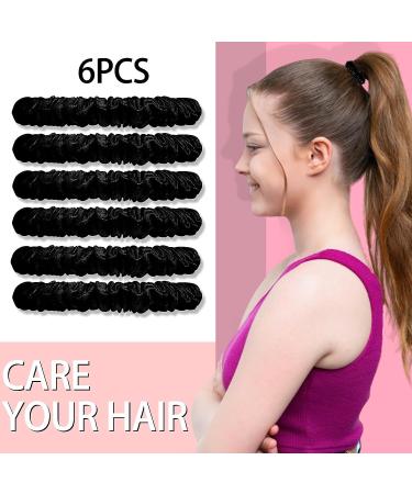 22 Momme 100% Mulberry Silk Hair Ties - 6PCS Black Satin Scrunchies for Women and Girls - Buy Online on GoSupps.com