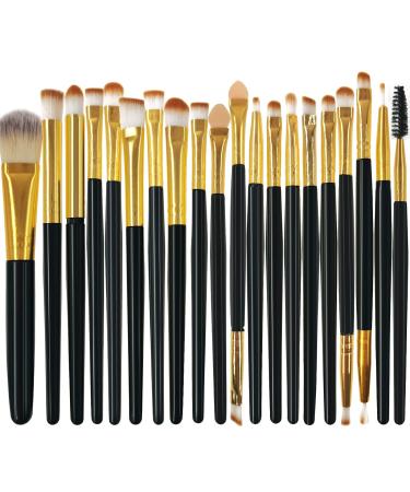 Makeup Brushes ZHIYE Make up Brush Set 20 PCs Professional Face Eyeliner for Foundation Blush Concealer Eyeshadow with Travel Good Black Goldblack