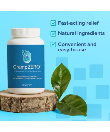CrampZero Magnesium for Leg Cramps at Night Potassium Magnesium Supplement with Calcium and Vitamin D3, Supports Muscle Relaxation and Function, Night Leg Cramps Relief, 60 Capsules - Buy Online on GoSupps.com