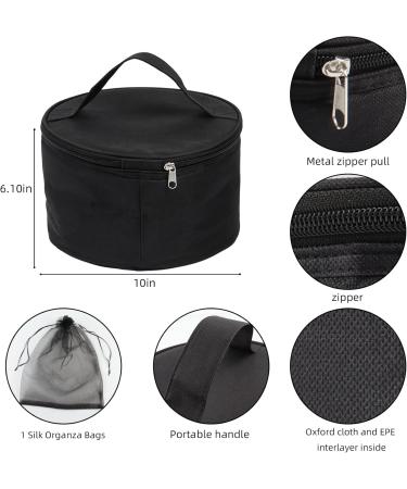 Wig Travel Case - Foldable Round Wig Box | Lightweight & Durable Makeup Bag for Men & Women - Black - Buy Online on GoSupps.com
