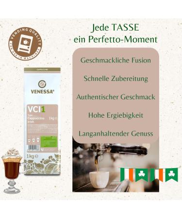 VENESSA Cappuccino Irish VCI1 Flavoured powdered drink 2 x 1 kg with soluble coffee economical with creamy consistency compatible with automatic machine - Buy Online on GoSupps.com