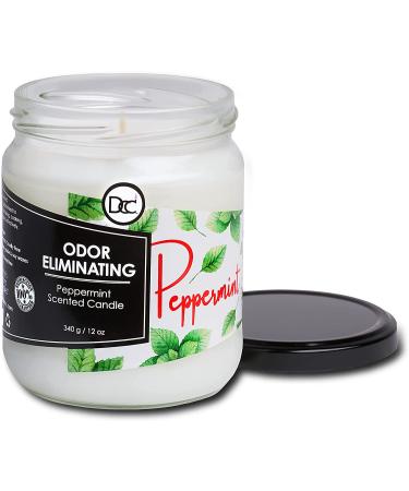 Peppermint Odor Eliminating Candle - 80 Hour Burn Time - Premium Soy Blend - 12 oz - Buy Online on GoSupps.com