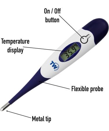 Digital Pet Thermometer For Animal Owners of Dogs Cats Horses Vets Flexible Temperature Probe Includes Veterinary Hobdays Chart - Buy Online on GoSupps.com