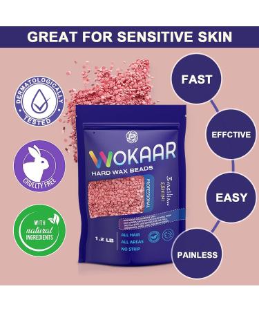Shop Wikoar Hard Wax Pearls - 1.2LB Hypoallergenic Rose Wax Beans for Hair Removal | Ideal for Forearms Back Bikini Area & Brazilian Waxing - Buy Online on GoSupps.com