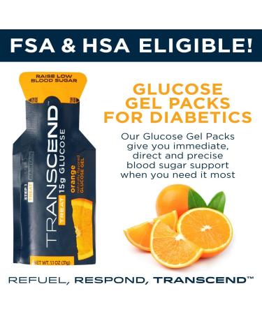 Transcend Glucose Gel Packs - Orange - 15 Pack (1.1oz Each) - FSA/HSA Eligible - Made in USA - Blood Sugar Support for Diabetics - Buy Online on GoSupps.com