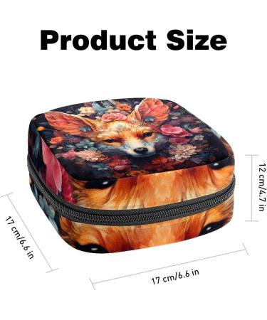 Sanitary Napkin & Menstrual Cup Storage Bag - Floral Fox Design | Women's Period Pads Holder - Buy Online on GoSupps.com