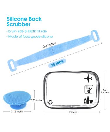 Silicone 35 inch Body Bath Shower Scrubber Back Brush for Exfoliating - Blue - Buy Online on GoSupps.com