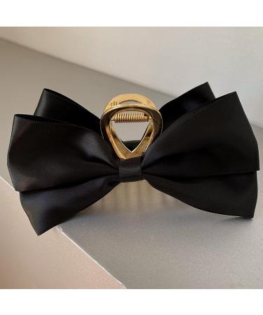 Bow Clips for Women - Satin Hairclips | Nonslip Claw Clip Big Bow Hair Barrette Hair Dress Up Accessories for Birthday Show Black - Buy Online on GoSupps.com