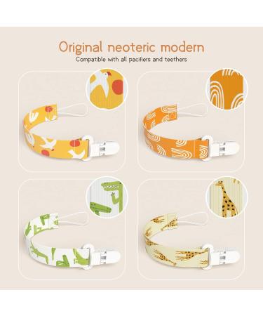 Freebear Pacifier Clip 4-Pack for Boys and Girls | Binky Holder & Leash Gift for Newborns (Sunrise) - Buy Online on GoSupps.com