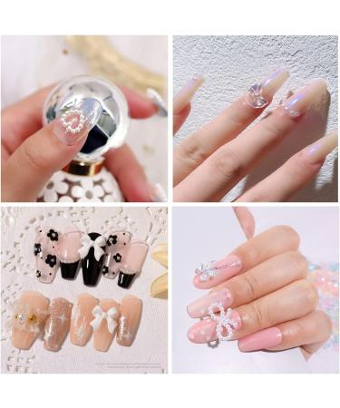 3D Nail Charms 2 Boxes Multi-Shape Black White Aurora Bows Heart Nail Art Charms Nail Pearls Bowknot Stars Shell Nail Rhinestones Gems for Nail Art Decoration DIY Crafts (E) - Buy Online on GoSupps.com