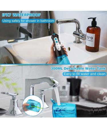Cordless Water Flosser with 3 Modes & 4 Tips | Portable Oral Irrigator for Travel | IPX7 Waterproof Teeth Cleaner - Black - Buy Online on GoSupps.com