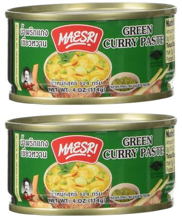 Maesri Thai Green Curry Paste 4 Ounce (Pack of 2)