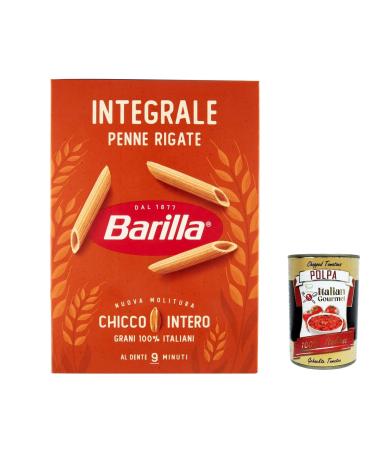 Italian Gourmet E.R. Barilla Farfalle Integrali Italian Noodles Pasta 500g + Italian Gourmet Pulpa 400g Pack of 10