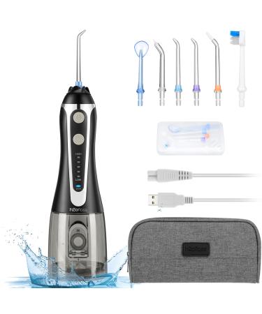 Water Flosser for Teeth H2ofloss Cordless Oral Irrigator IPX7 Waterproof Water Dental Flosser 5 Modes Dental Water Pick USB Rechargeable for 30 Days Use at Home/Travel Black