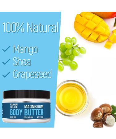 Magnesium Body Butter for Women with Mango, Shea & Grapeseed - Pain Relief for Leg Cramps - Unscented - Buy Online on GoSupps.com