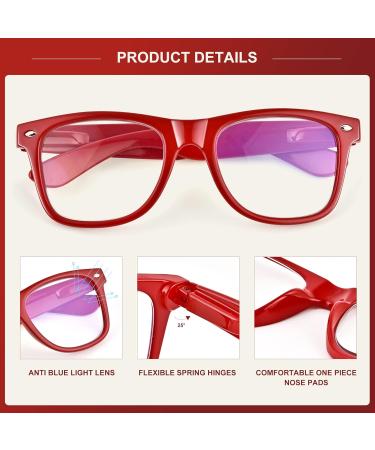 Abejojo Oversized Blue Light Blocking Reading Glasses for Women - Anti-Glare UV Protection Spring Hinge - 1.0 Diopter Red - Buy Online on GoSupps.com