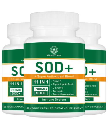 700MG Sod Superoxide Dismutase Supplement - High Potency Antioxidant Supplement for Cellular Health - 180 Capsules