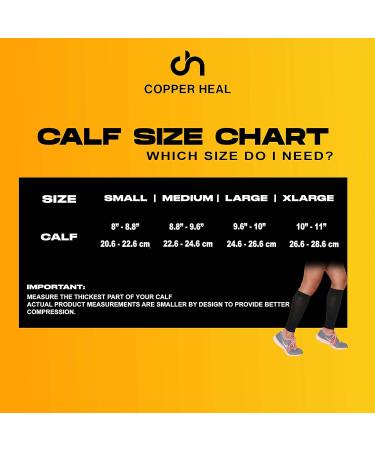 COPPER HEAL Calf Copper Compression Sleeves - 1 Pair for Exercise & Sport Recovery | Shin Splints & Muscle Strain Relief | Men & Women Leg Guards - X-Large (2 Count) - Buy Online on GoSupps.com