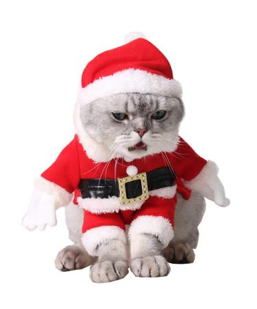 Legendog Pet Clothes Cute Cat Santa Claus Dog Clothes with Christmas Hat Red