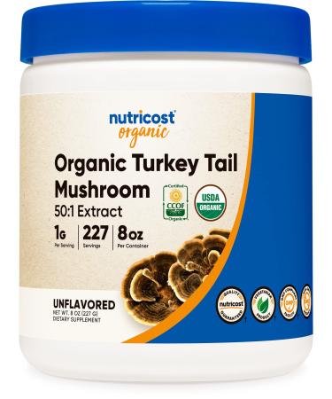 Nutricost Organic Turkey Tail Mushroom Powder 8 oz 50:1 Extract - Gluten Free Non-GMO & Vegetarian Friendly