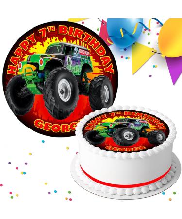 MONSTER TRUCK BIRTHDAY PERSONALISED EDIBLE ICING CAKE TOPPER DECORATION RZ34 - Buy Online on GoSupps.com