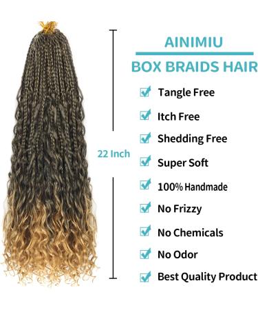 Ainimiu 22 Inch Goddess Box Braids Crochet Hair Bohomian Crochet Box Braids Curly Ends 8 Pack Crochet Braids Synthetic Braiding Hair Extension Black 22 Inch(Pack of 8) T27# - Buy Online on GoSupps.com