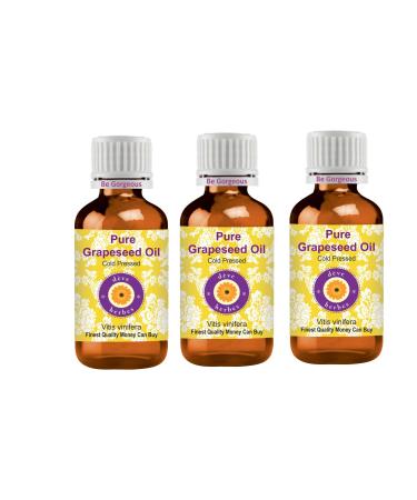Deve Herbes Pure Grapeseed Oil Vitis vinifera 100 Natural Therapeutic Grade Cold Pressed for Personal Care Pack of Three 100ml X 3 10 oz