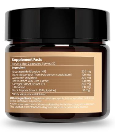 Herbana NAD+ Support Complex Advanced Cellular Energy Formula with Nicotinamide Riboside Trans-Resveratrol Quercetin 60 Capsules 30-Day Supply - Buy Online on GoSupps.com