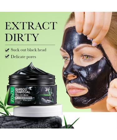 Bamboo Charcoal Facial Peel Mask - Blackhead Removal Clear Pores & Soft Skin | 100g - Best Peel-off Mask for Clean Skin - Buy Online on GoSupps.com
