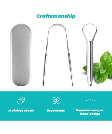 Stainless Steel Tongue Scraper & Cleaner - 2 Pack | Fresh Breath & Oral Hygiene | Metal Storage Case - Buy Online on GoSupps.com