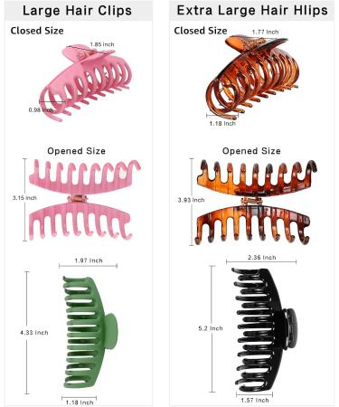 Fitiefun Hair Clips 5.2inch Extra Large Hair Clips and 4.3inch Inch Nonslip Large Hair Claw Clip for Women and Girls Strong Hold Hair Clips Set for ThickThin Hair (Black Brown Green Pink) X-Large Pink - Buy Online on GoSupps.com