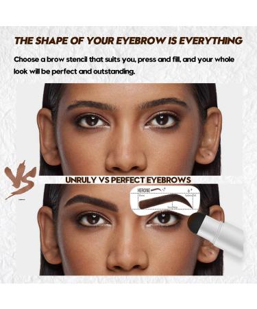 Eyebrow Stamp & Stencil Kit with Brushes - Long-lasting Waterproof Pomade in Dark Brown - Buy Online on GoSupps.com
