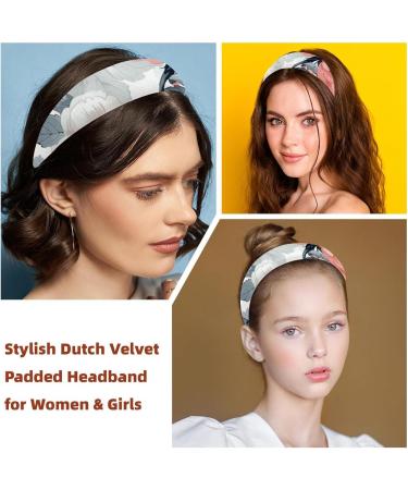Headbands Women Hair Head Bands 2 Pieces Wide Top Turban Velvet Hair Bands Elastic Headband Flower White Background Cute Fashion Head Wrap 2 Size Multi-colored 4 - Buy Online on GoSupps.com