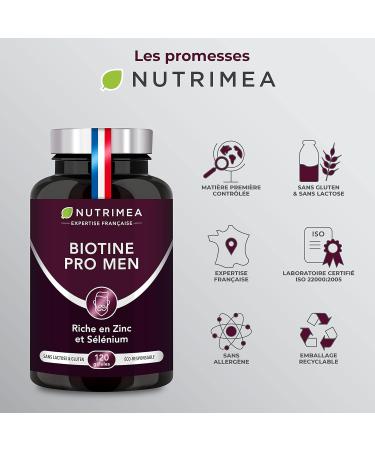 Beard & Hair Growth Complex - With Biotin Selenium Zinc & Organic Pumpkin Seed - Against Hair Loss and Baldness - Promotes Beard Growth - Nutrimea - Made in France - Buy Online on GoSupps.com