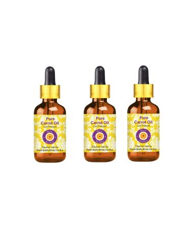 d ve herbes Pure Carrot Oil (Daucus carota) with Glass Dropper Cold Pressed (Pack of Three) 100ml X 3 (10 oz)