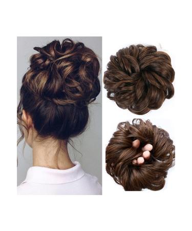Messy Bun Hair Piece for Women 1PCS Tousled Updo Scrunchie Synthetic Messy Hair Bun Hair Piece Hair Extension Thick Wavy Ponytail Chignon Hairpieces for Women Girls Fake Hair Accessories for Women Light Brown