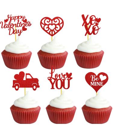 Happy Valentine's Day Cupcake Toppers Heart Love You Food Picks Wedding Anniversary Engagement Bridal Shower Party Favors