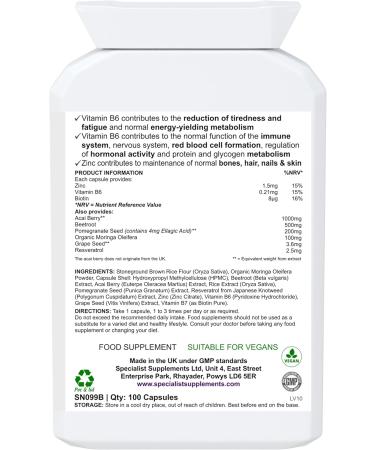Specialist Supplements Acai Immuno Defence 100 Capsules - Boost Your Immune System - Buy Online on GoSupps.com