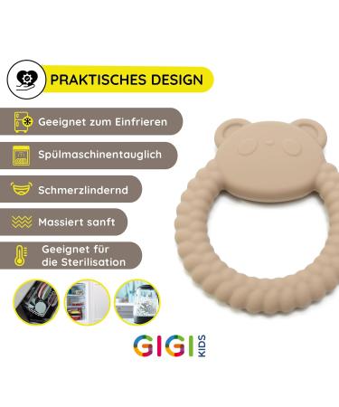 Gigi Kids Bei ring Panda - BPA-Free Silicone Baby Teething Ring | Sensory & Motor Toy for 3+ Months - Beige - Buy Online on GoSupps.com