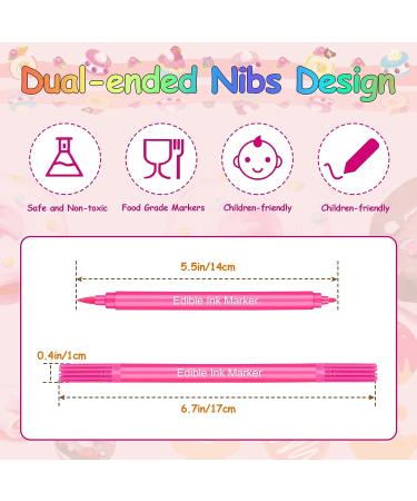 Food Coloring Pens 12Pcs Double Sided Edible Markers for Cake Decorating & Cookies - Fine and Thick Tip, Food Grade Gourmet Writers for Frosting, Fondant, Easter Eggs - Buy Online on GoSupps.com