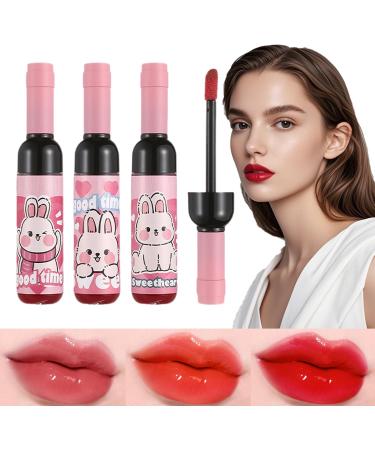 Womens Lip Gloss Wine Bottle Shaped Tinted Lip Gloss 3 Pack Moisturizing Sweatproof Makeup Equipment for Travel Party Date - Buy Online on GoSupps.com