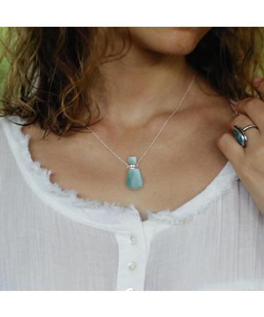 Ubrand Gemstone Perfume Bottle Pendant | Essential Oil Diffuser | Natural Crystal Agate Jewelry Long Necklace (Amazonite S) - Shop Now - Buy Online on GoSupps.com
